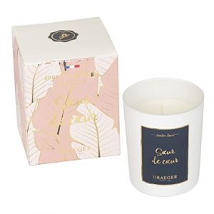 DRAEGER Paris | Bougie Blanche parfumée Ambre Sacré Sœur de Coeur | Idée Cadeau Sœur, Meilleure Amie, Famille, Copine, Anniversaire | Pot en Verre | Made in France | 100% Cire Végétale