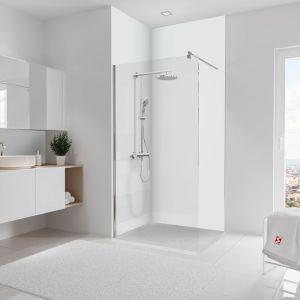 Schulte-ufer Panneau mural Blanc brillant, revêtement pour douche et salle de bain, DécoDesign brio Lot de 2 panneaux 100 x 255 cm