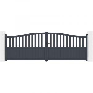 Portail battant 4m MEIJE 400 x 140cm aluminium gris