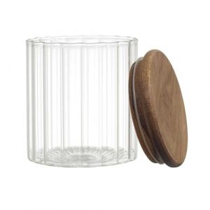 Cook Concept, KA0377, Bocal de Conservation en Verre Transparent avec Couvercle en Acacia, Design Moderne et Pratique, id&eacute;al pour Aliments et Objets Divers, 50 cl, Naturel