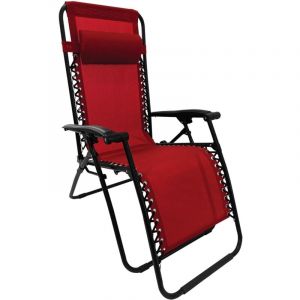 Fauteuil Transat Inclinable Pliable Avec Appui&iquest;T&ecirc;te Rouge