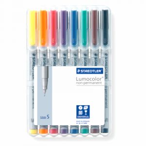 Staedtler Lumocolor Boîte de 8 feutres universels non-permanents Couleurs assorties Pointe 0,4 mm