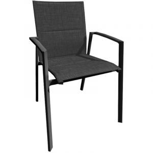 PROLOISIRS Fauteuil empilable - PALMA - Aluminium &eacute;poxy graphite - Toile TPEP padded graphite