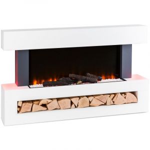 Klarstein Cheminée électrique smart Studio Light & Fire 3 - 1000/2000W MDF - Commande par app - Blanc