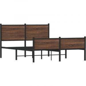 VidaXL Cadre de Lit Métal avec Tête de Lit et Pied de Lit, Lit Double avec Sommier, Lit Adulte, Mueble de Chambre à Coucher, 140x190 cm
