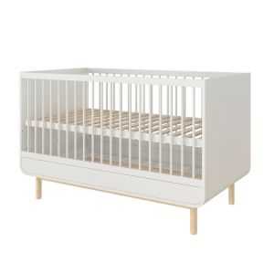 Lit évolutif bébé effet bois blanc 70x140 cm