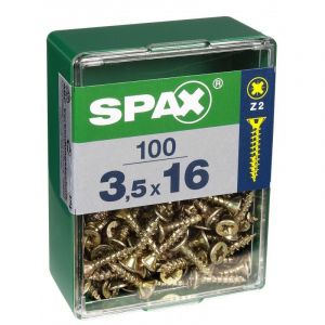 Spax Lot de 20 vis acier t?te fraisée pozidriv TF pz 3,5x16 YELLOX