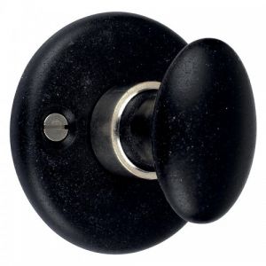 M&eacute;rigous Rosace ronde &Oslash; 50 mm bouton condamnation coloris noir mat monture fintion nickel mat