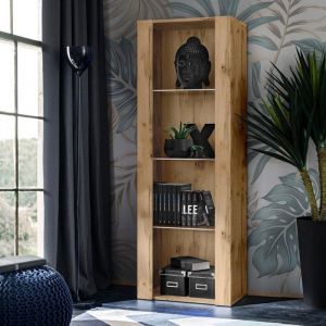 Vitrine Armoire Tivoli, Wotan/Wotan, Largeur 55cm x Hauteur 159cm x Profondeur 35cm, 3 étagères, sans LEDpour Salon, Chambre, Entrée - Komodee