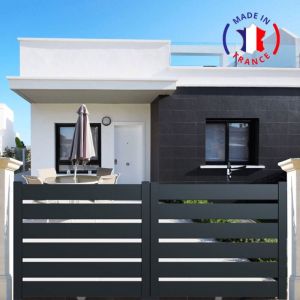 Portail alu coulissant SAH en kit dim. L.4000 (entre piliers) X H.1500 mm Gris (7016)