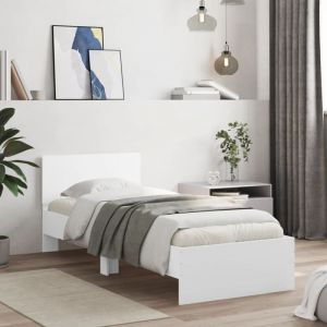 VidaXL Cadre de lit avec tête de lit blanc 90x190 cm bois d'ingénierie