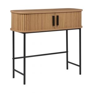 Beliani Console Retro MDF Pieds Métalliques Bois Clair Bradley