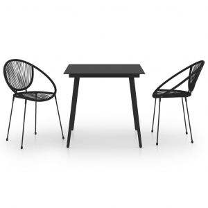 VidaXL Ensemble à dîner d'extérieur 3 pcs Rotin PVC Noir