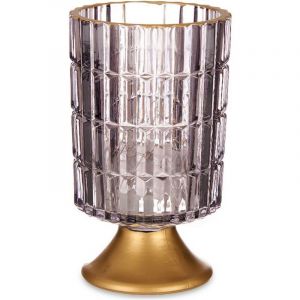 Lanterne à LED Métal Gris Doré verre (10,7 x 18 x 10,7 cm)