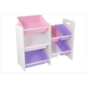 Image de KidKraft Meuble avec 7 casiers de rangement - Couleurs pastels et blanc