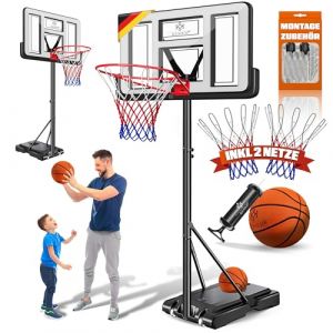 Kesser - Panier de basketball Premium avec support Roulettes Basketball + pompe inclus Hauteur du panier r&eacute;glable de 230 &agrave; 305 cm Installation de
