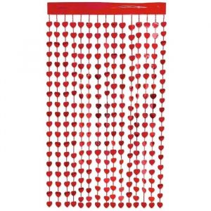 Ptit Clown Rideau Lamé Coeurs Rouges de 1 x 2 mètres