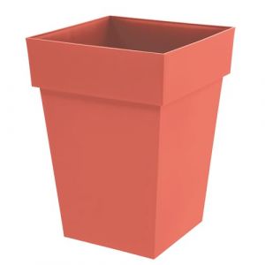 Eda Plastiques Pot de Fleur Carr&eacute; Mi-Haut Toscane - Volume 51 L - 39 x 39 x H.53 cm - Orange Terre Battue