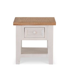 Décoration d'Autrefois Table de chevet 1 Tiroir Bois Blanc 50x50x50cm