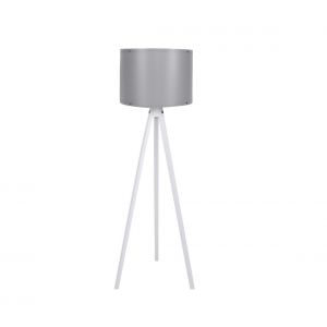 Cotecosy Lampadaire trépied Luca 145cm Tissu Gris et Bois Blanc - Gris