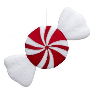 Déco de Noël Bonbon rond rouge et blanc H 60 cm