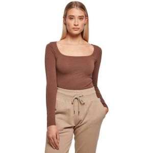 Urban classics Ladies Organic Longsleeve Body T-Shirt, Bark, 3XL Femme