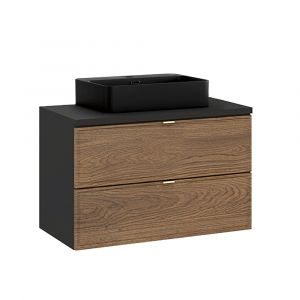 Meuble simple vasque 80cm Elena Bois et noir