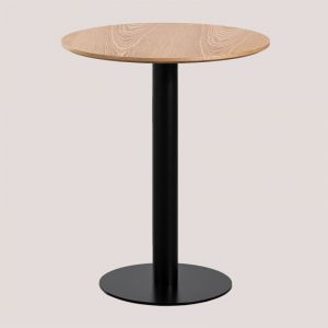 Table de Bar Ronde en Placage de Frêne Frappe SKLUM NOIR Ø60 cm 74,5 cm