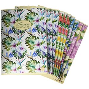 Pigna, Maxi Cahier Nature Fleurs, A4 21x29,7 cm, intérieur 1R, ligné, 80 g, Papier recyclé, matières assorties, 10