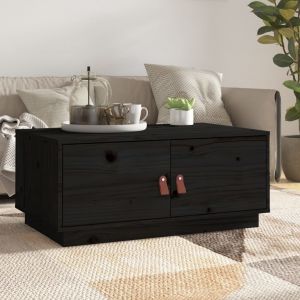 VidaXL Table basse Noir 80x50x35 cm Bois massif de pin