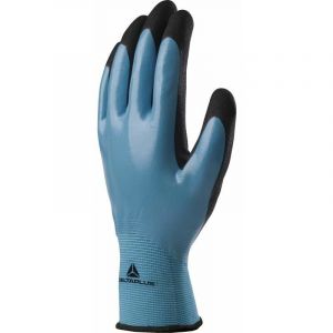 Image de Delta Plus GANT POLYAMIDE - MAIN ENDUITE NITRILE - PAUME ENDUITE MOUSSE DE NITRILE BLEU NOIR - VV636BL0 - Taille gants - T10 - Noir