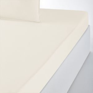 Drap housse uni en percale de coton biologique Ecru Taille 160x200 cm;180x200 cm;140X200 cm
