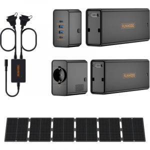 Pack Rando RUNHOOD ¿ 648 Wh + 100 W Solaire ¿ Énergie Nomade Ultra-Légère pour Aventure Outdoor