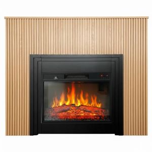 Chemin'Arte Cheminée électrique Ambra à Poser au Sol - Effet Flammes LED - 119x25x94cm - Chauffage 2000W Thermostat - Télécommande