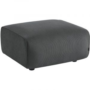 Pouf. module pour canap&eacute;. repose-pieds pour canap&eacute; 2 places en velours c&ocirc;tel&eacute; gris fonc&eacute;. L 76 x P 70 x H 41cm - Wallas