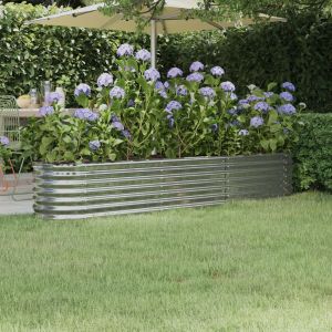 VidaXL Jardinière Acier enduit de poudre 224x40x36 cm Argenté