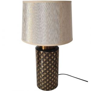Rétro IMORI Lampe de table art déco noir et or - Hauteur 49 cm - Diamètre 28 cm