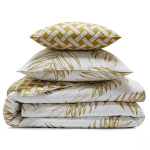 Housse de couette 140x200 jaune doré en coton