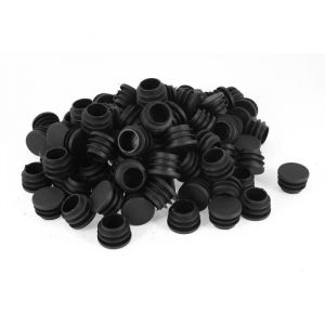 Sourcing map 100Pcs Bouchon Pied de Chaise Embout Capuchon Jambe Table Meuble Protection ronds Plastique 25mm diamètre noir