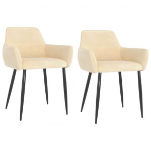 Image de VidaXL Chaises de salle ? manger 2 pcs Cr?me Velours