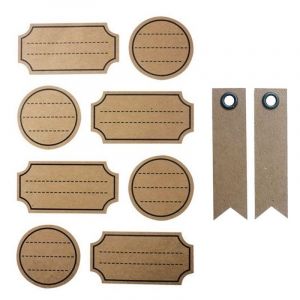 Graines Créatives 32 stickers kraft avec pointillés + 20 étiquettes kraft Fanion