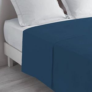 Drap Plat 240 x 300 Cm 100% Coton Bio Biolina Bleu Nuit