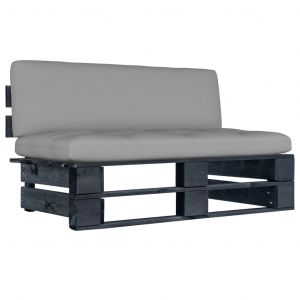 VidaXL Canap&eacute; central palette de jardin Noir Bois de pin impr&eacute;gn&eacute;