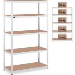 MSW Étagère charge lourde - 120 x 50 x 197 cm - Supporte 5 x 150 kg - Grey