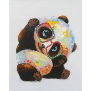Peinture au num&eacute;ro : Panda et Lunettes - toile tendue sur ch&acirc;ssis