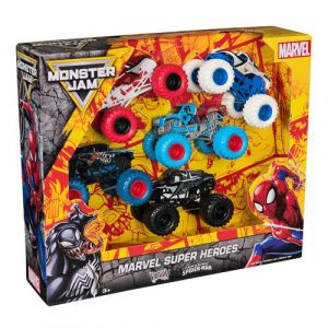 Spin Master Marvel - Pack De 5 Véhicules Die-Cast 1:64 Spider-Man - 5 Véhicules Authentiques Monster Trucks Officiels Show À Collectionner Echelle 1:64 - Jouet Enfant 3 Ans Et +