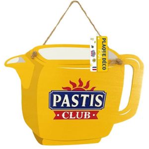 Ruedelafete Plaque pichet Pastis Club 20cm en bois à suspendre