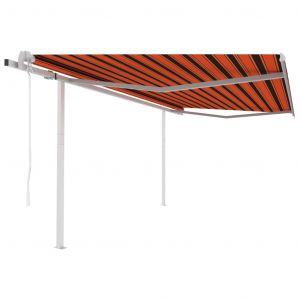 VidaXL Auvent rétractable automatique et poteaux 4,5x3 m Orange marron