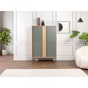 Bobochic Buffet haut 4 portes 92 cm soho vert avec pieds en métal