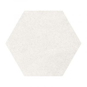 Hexatile Cement - White - Carrelage 17,5x20 Cm Hexagonal Uni Aspect Ciment Blanc